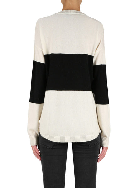 Hyperluxe Stripes Sweater- Ivory/Black