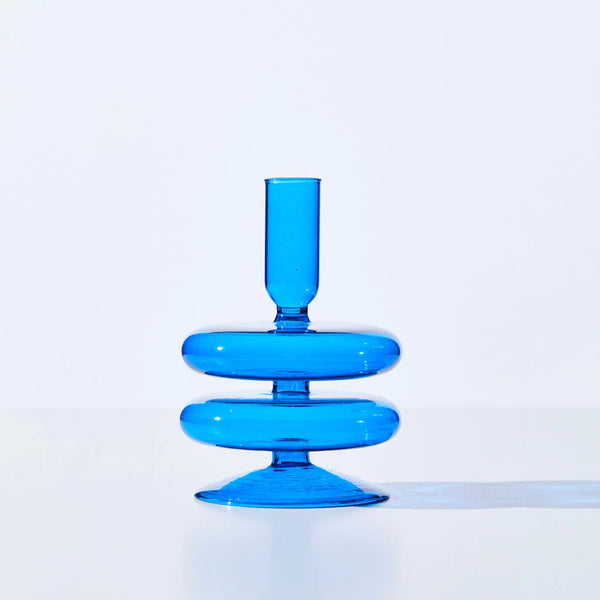 Double Bubble Candle Holder in Blue