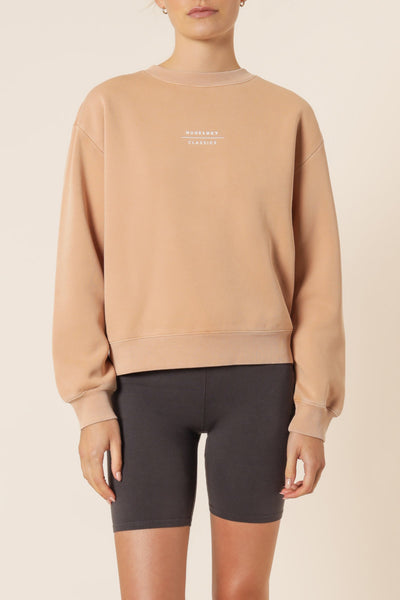 Nude Classic Slogan Sweat- Biscuit