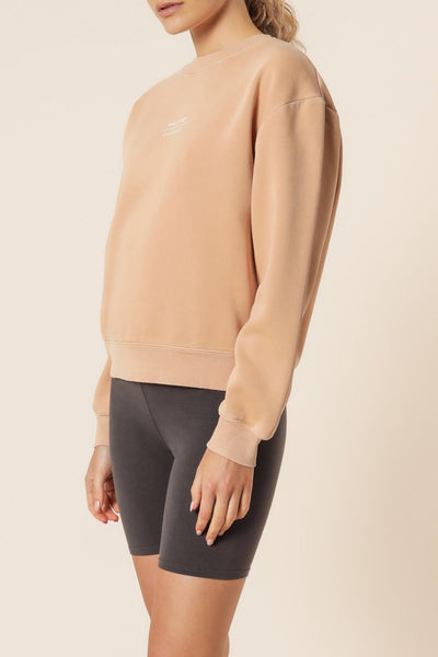 Nude Classic Slogan Sweat- Biscuit