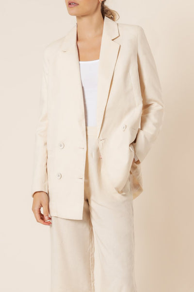 Alba Linen Blazer- Almond