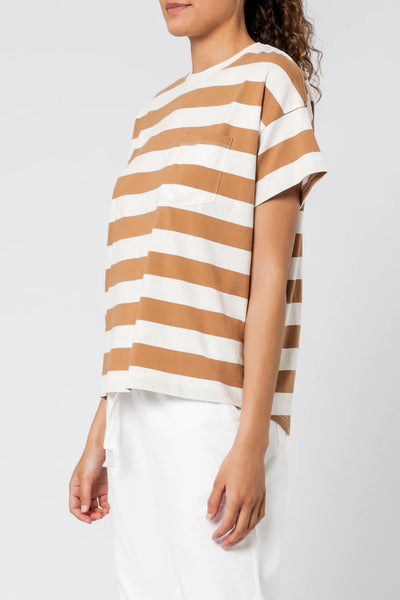 Parker Stripe Tee- Tobacco Stripe