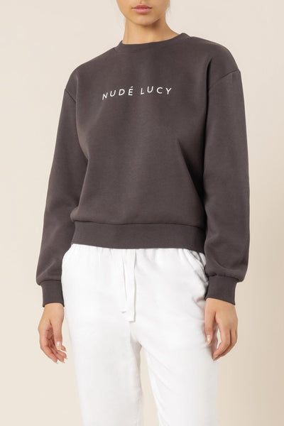 Nude Lucy Slogan Sweat- Coal