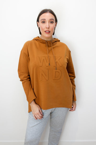 Embossed Hooded Sweat- Cumin