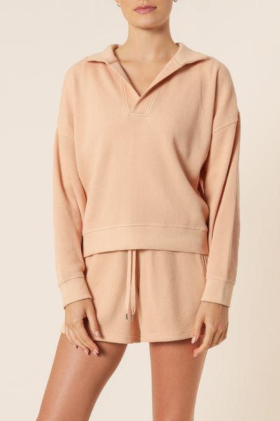 Uma Waffle Rugby Top- Biscuit