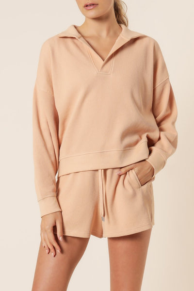 Uma Waffle Rugby Top- Biscuit