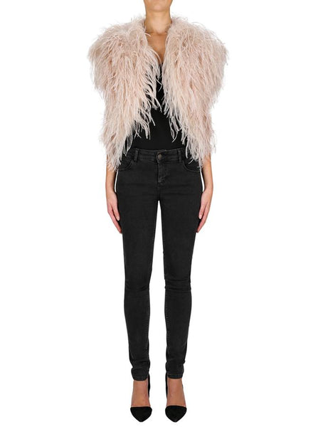In Full Plume Vest- Champagne Rose
