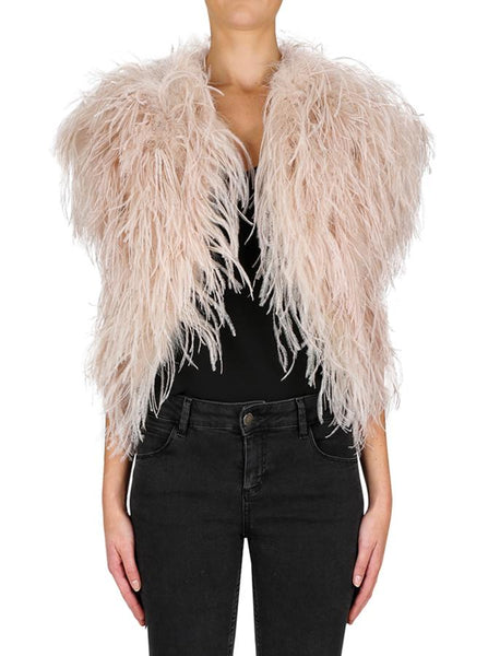 In Full Plume Vest- Champagne Rose
