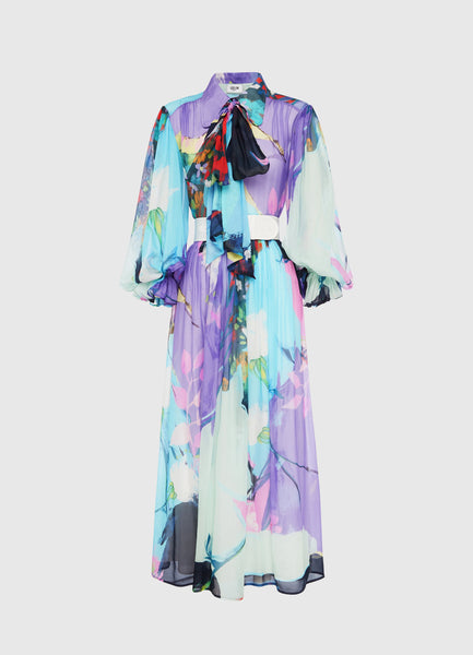 Illusory Silk Midi Dress - Phantom