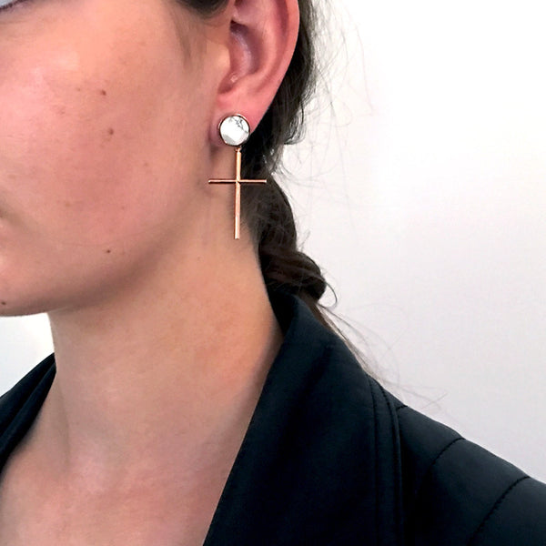 The Johnny Cross- Rose Gold + White Howlite