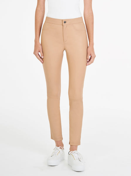 Pure Iconic Stretch Leather Skinny Pant- Camel