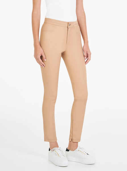 Pure Iconic Stretch Leather Skinny Pant- Camel