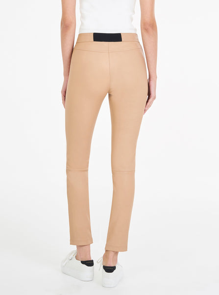 Pure Iconic Stretch Leather Skinny Pant- Camel