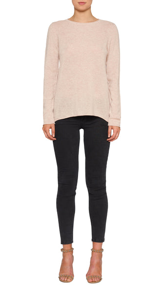 Superluxe Self Roll Crew Neck- Soft Rose