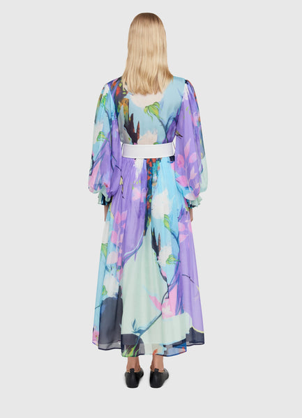 Illusory Silk Midi Dress - Phantom