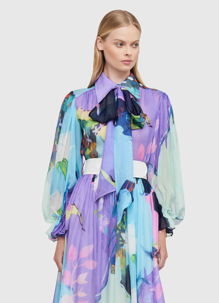 Illusory Silk Midi Dress - Phantom