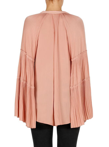 Look Twice Sunray Pleat Blouse- Terracotta