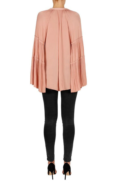 Look Twice Sunray Pleat Blouse- Terracotta