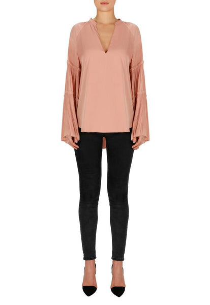 Look Twice Sunray Pleat Blouse- Terracotta