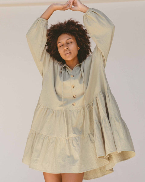 Avalon Smock Dress- Sage