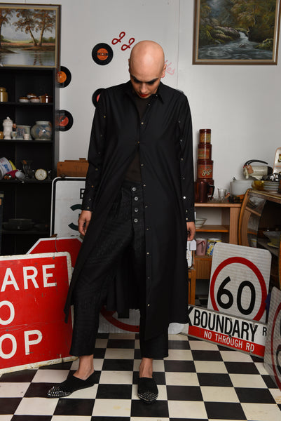 Catnap Coat Dress- Black