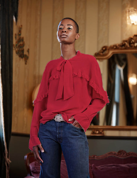 Thavil Shirt- China Red