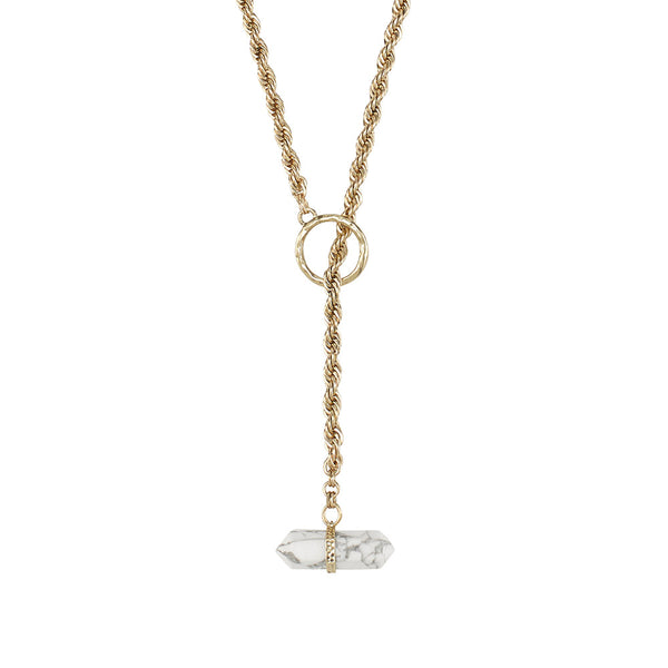 Midnight Prism Lariat Necklace-White Howlite