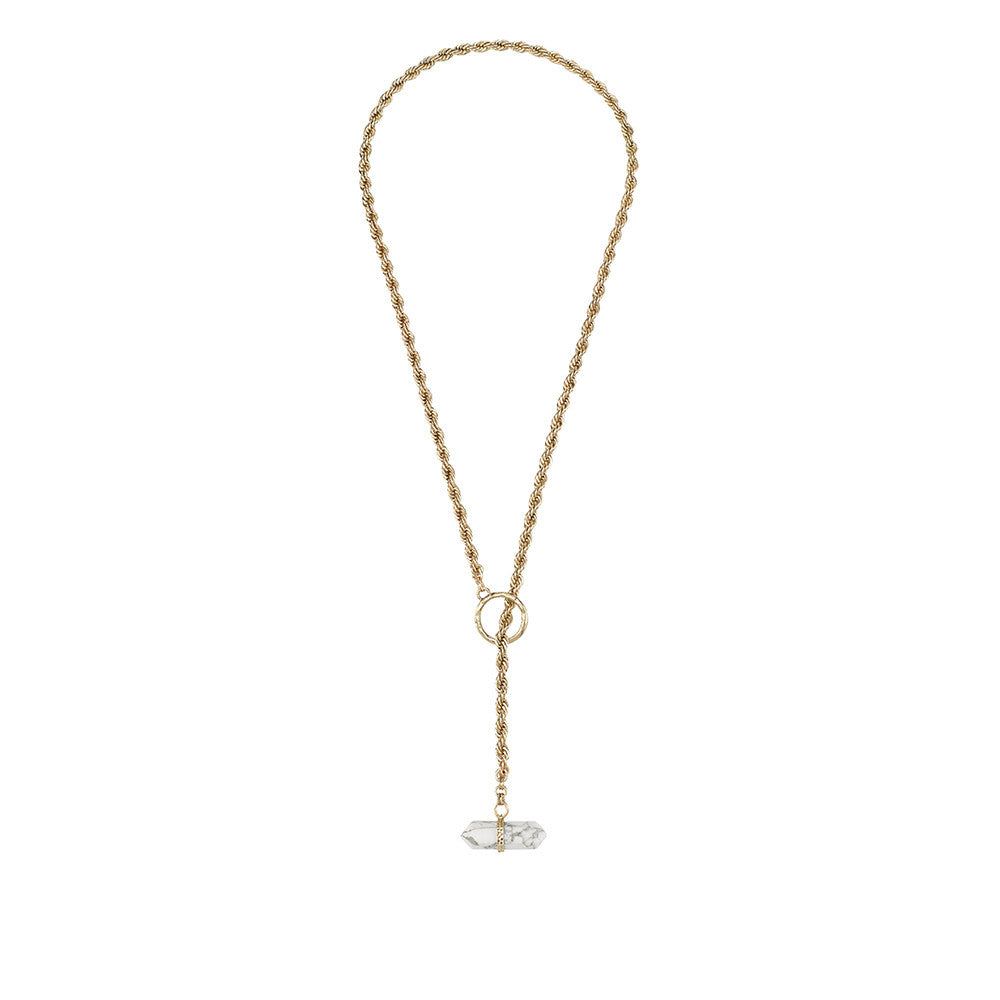 Midnight Prism Lariat Necklace-White Howlite