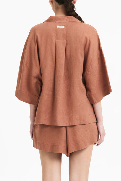 Lounge Linen Shirt- Terracotta