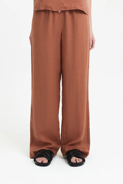 Lounge Linen Pant- Terracotta