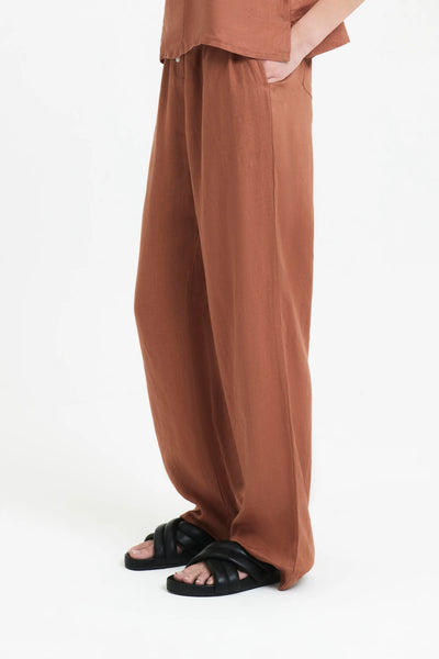 Lounge Linen Pant- Terracotta
