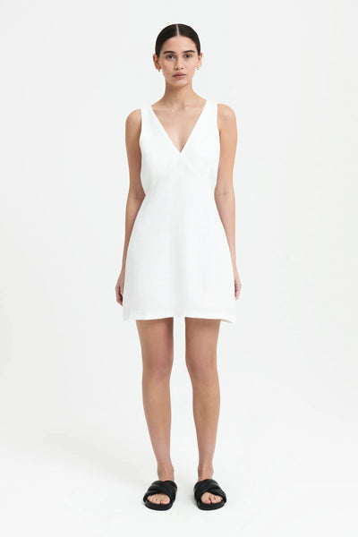 Sima Linen Mini Dress White