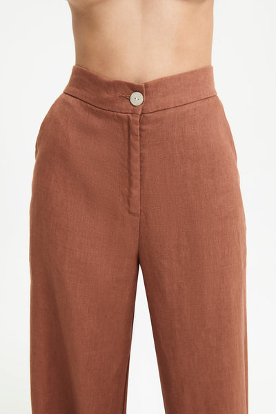 Sima Linen Pant- Terracotta