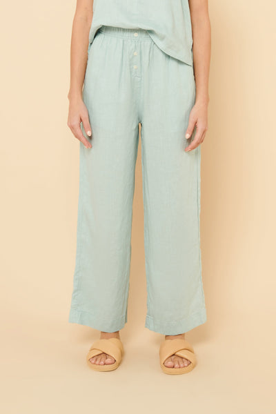 Lounge Linen Crop Pant- Lagoon