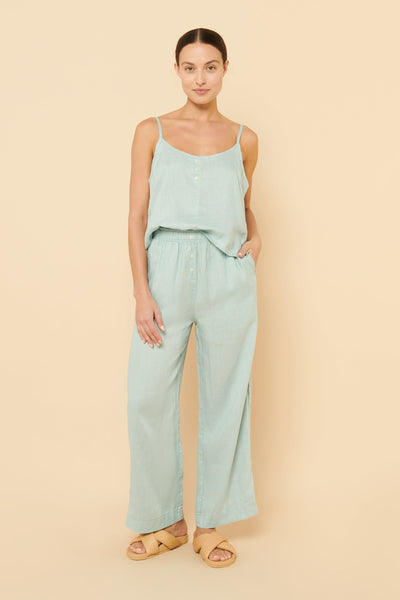 Lounge Linen Crop Pant- Lagoon