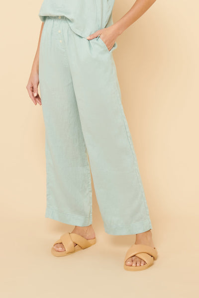Lounge Linen Crop Pant- Lagoon