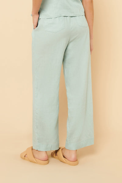 Lounge Linen Crop Pant- Lagoon
