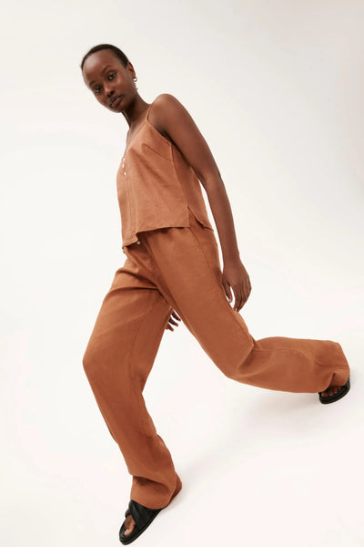 Lounge Linen Pant- Terracotta