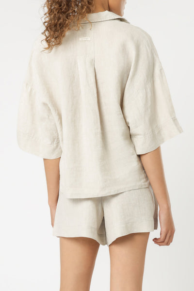 Nude Linen Lounge Shirt- Natural