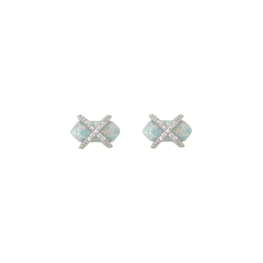 Parisian Dusk Mineral Stud Earring- Opal/Silver