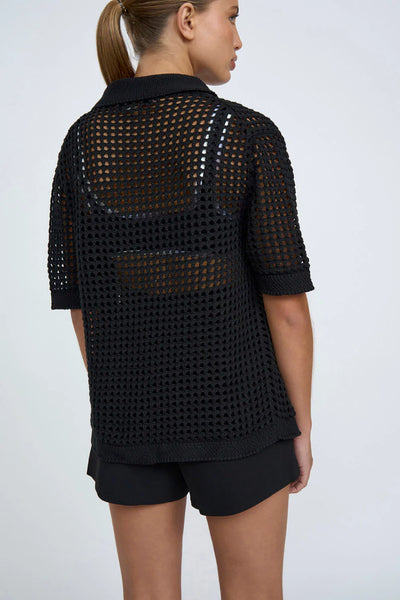 Picot Knit Shirt- Black