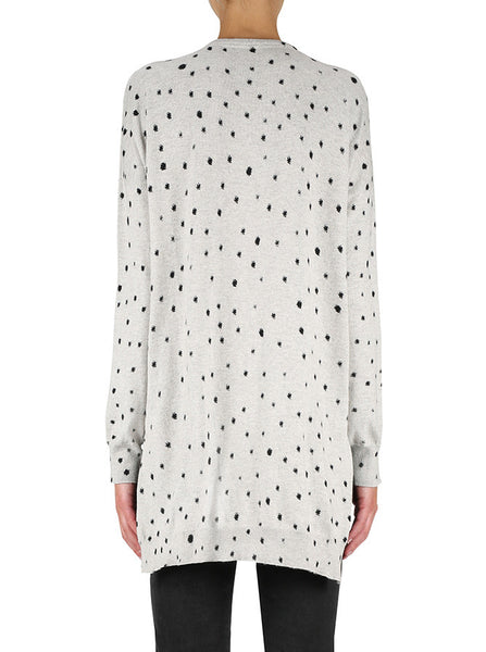 Pieces Of Artwork Zip Sweater- Grey/ Black Dots