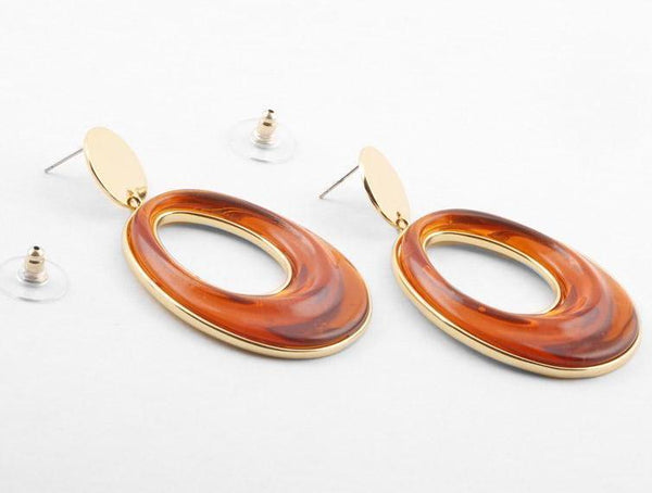 Eboney Earring- Amber Resin