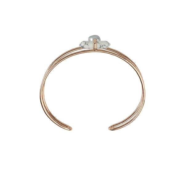 Parisian Dusk Double Cuff- White Howlite/ Rose Gold
