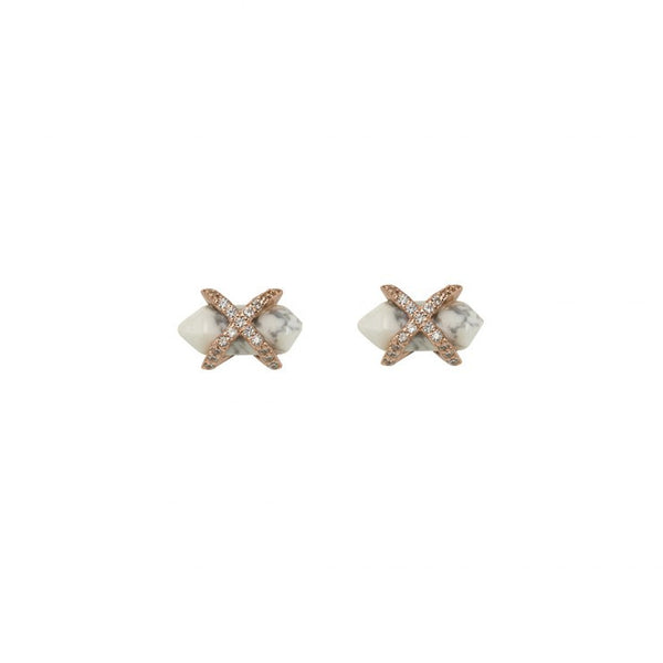 Parisian Dusk Mineral Stud- White Howlite