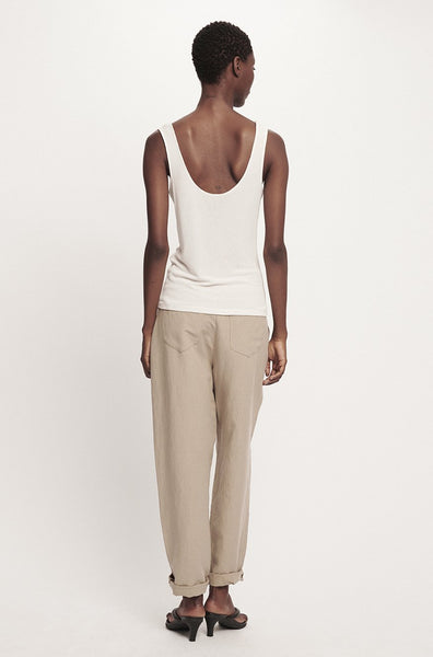 Ribbed Silk Tank- White