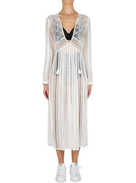 Rising Sun Long Midi Dress- White