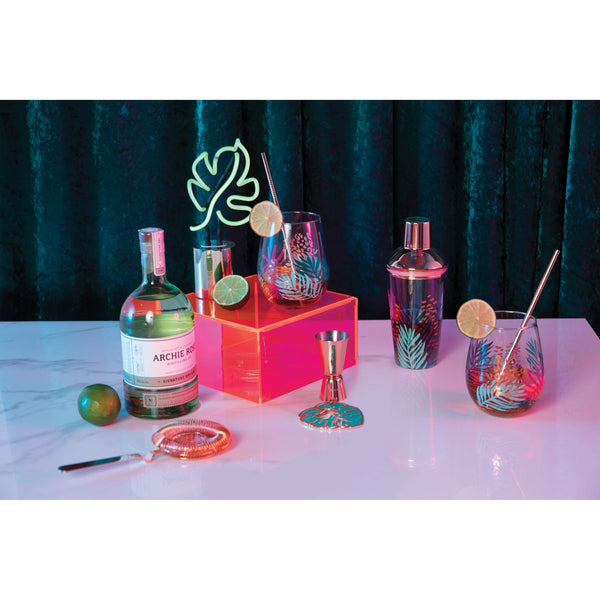 Stemless Cocktail Glasses- Electric Bloom