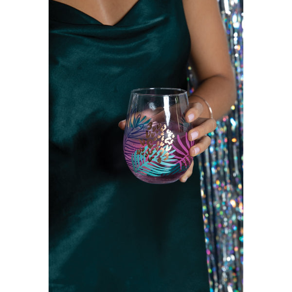 Stemless Cocktail Glasses- Electric Bloom