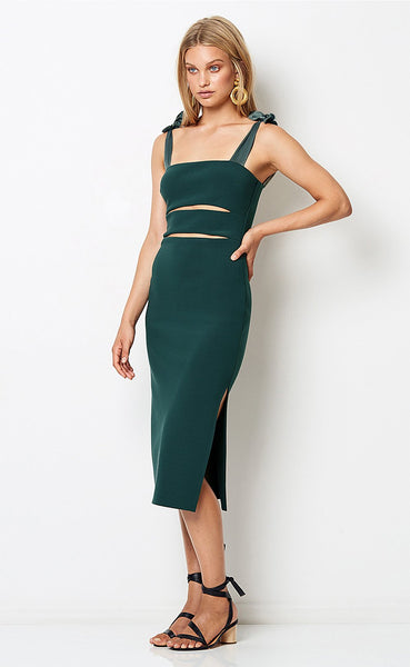Tasha Cut Out Midi Dress- Emerald